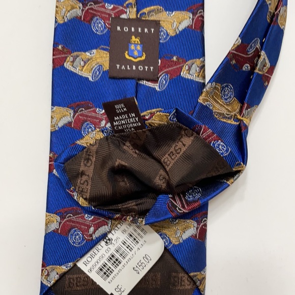Robert Talbott Best of Class Tie #12 Vintage Race Cars Red & Yellow on Blue Tie - Picture 4 of 5
